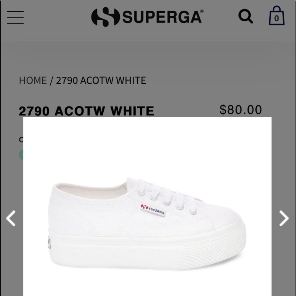 BRAND NEW! Superga, white, size 7.5. Never worn